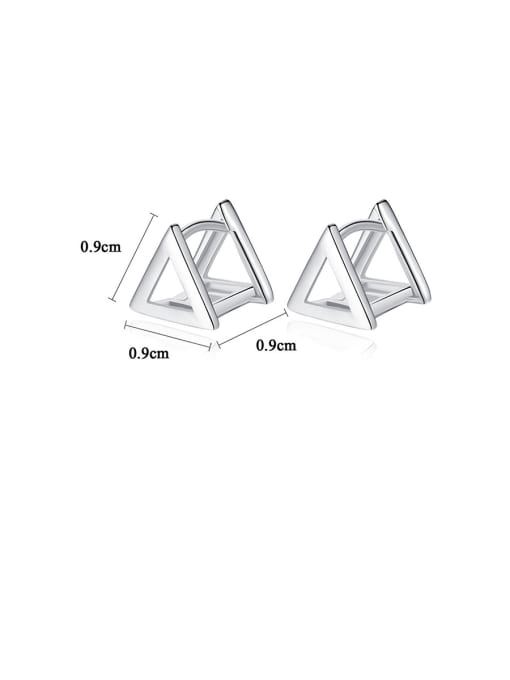 CCUI 925 Sterling Silver With Platinum Plated Simplistic Triangle Clip On Earrings 3
