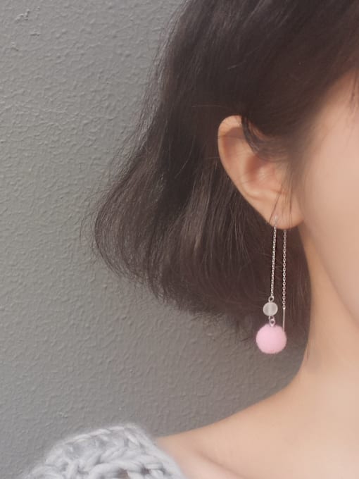 Peng Yuan Little Pink Pompon Line Earrings 1