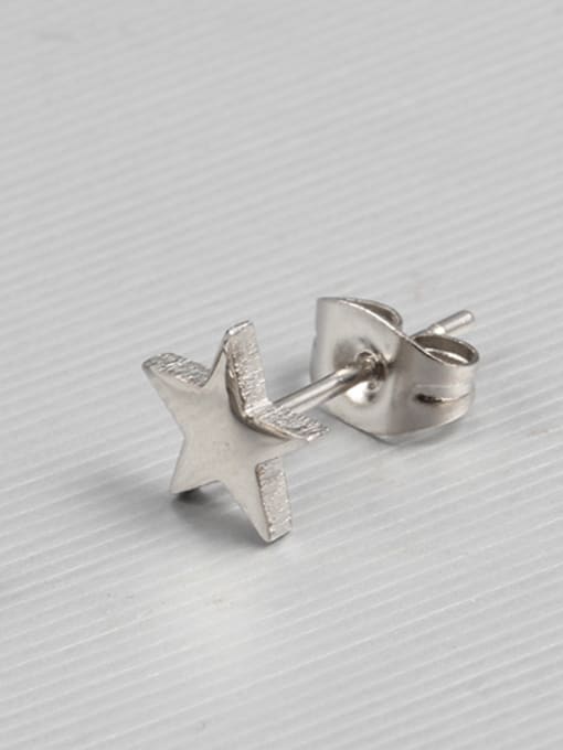 CONG Exquisite Star Shaped High Polished Titanium Stud Earrings 1
