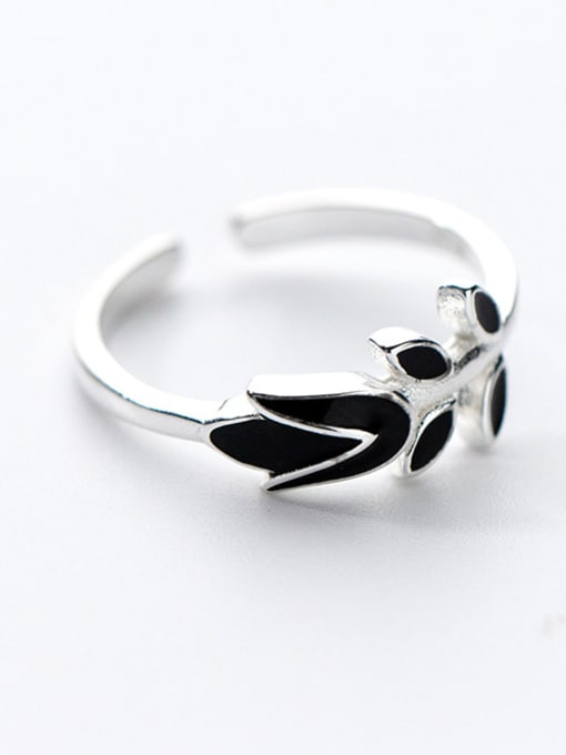 Rosh Adjustable Open Design Flower Shaped Glue S925 Silver Ring 1