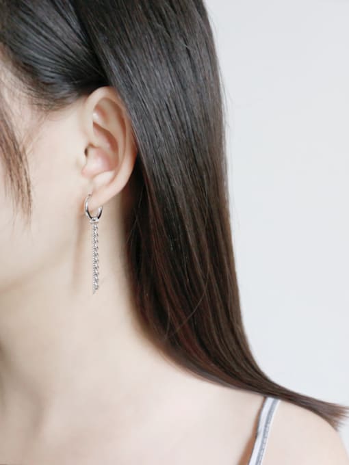 DAKA 925 Sterling Silver Trendy Chain asymmetric Drop Earrings 1