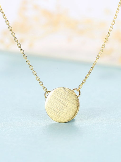 Gold 925 Sterling Silver With Glossy Simplistic Round Necklaces