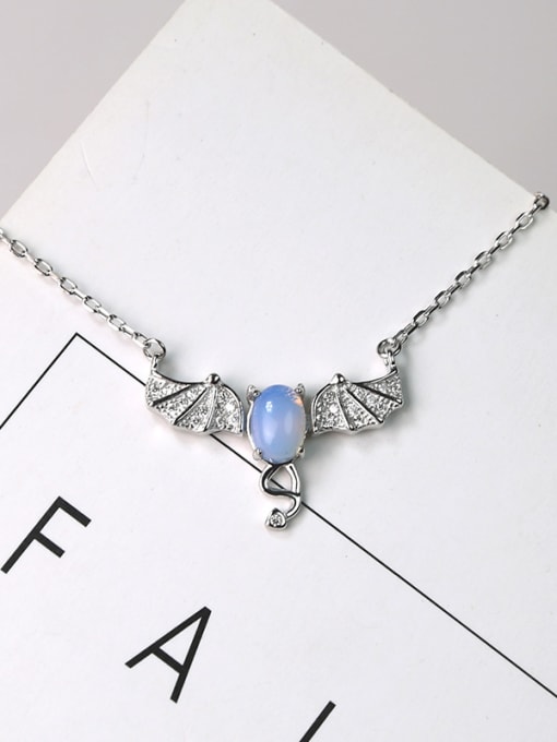 Peng Yuan Personalized Little Bat Blue Stone 925 Silver Necklace 2