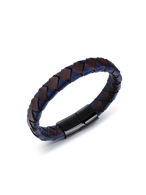 Blue Retro style Woven Artificial Leather Men Bracelet