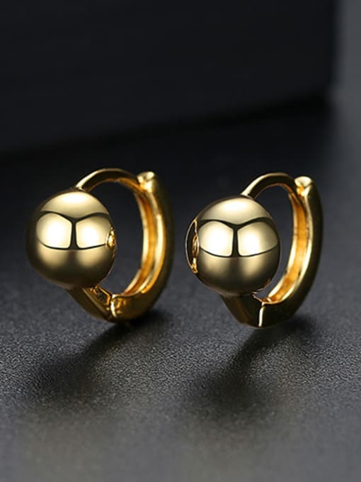 18k-gold T02E18 Copper With Platinum Plated Casual Ball Stud Earrings