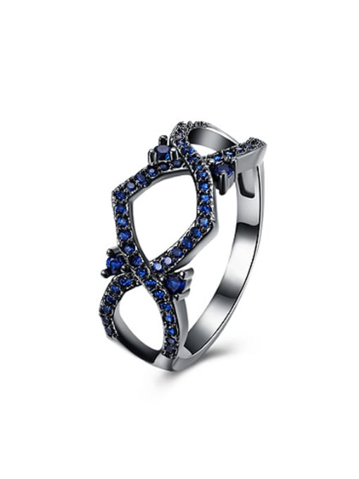 OUXI Personalized Blue Zircon Geometrical Ring 0