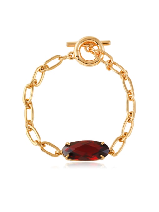 Red Copper Alloy 24K Gold Plated Fashion Zircon Bracelet