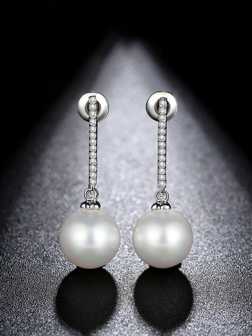 BLING SU Copper With pearl Fashion Ball Drop Earrings 2