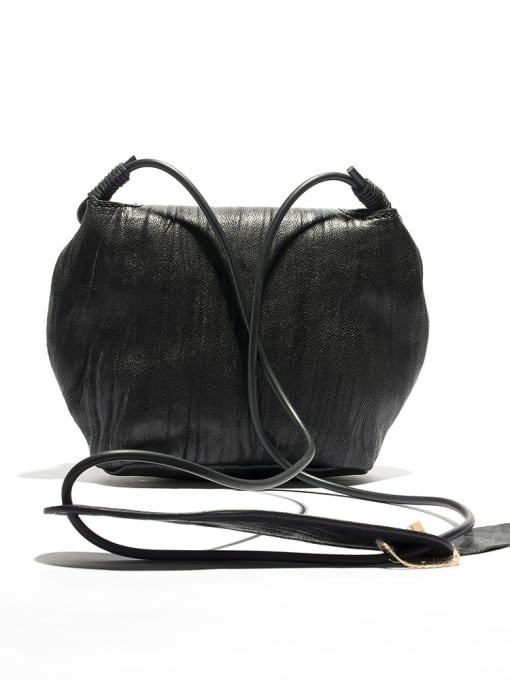 RUI Sheepskin simple pleated magnetic buckle one shoulder slanting hoist bag 5