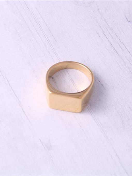 GROSE Titanium With Gold Plated Simplistic Smooth Geometric Band Rings 0