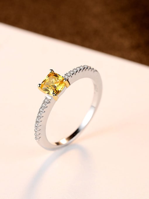 Platinum Sterling silver with citrine ring