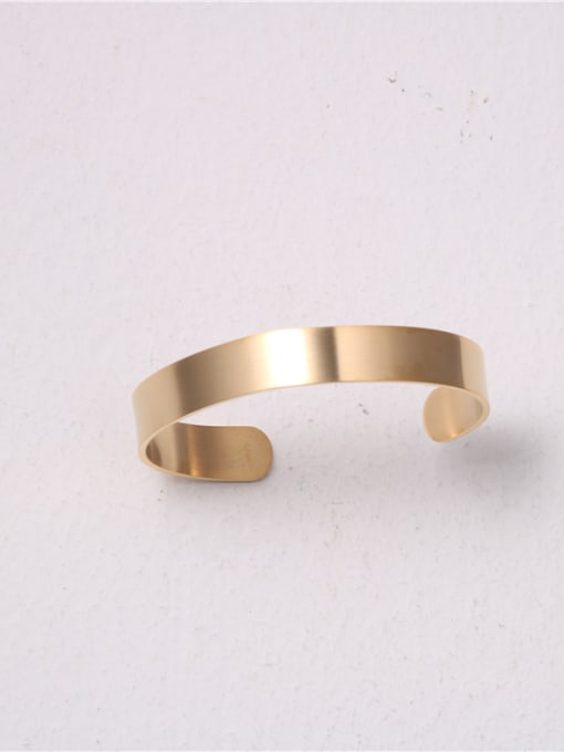 GROSE Titanium With Gold Plated Simplistic  Smooth Geometric Free Size Bracelet 1
