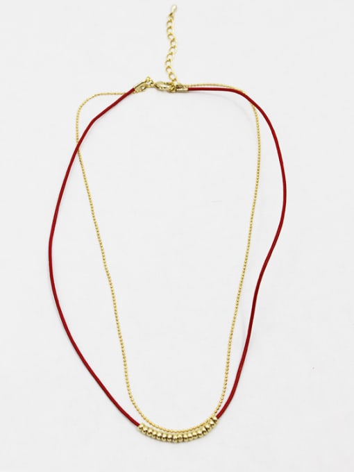 Red Exquisite Double Layer Artificial Leather Women Necklace