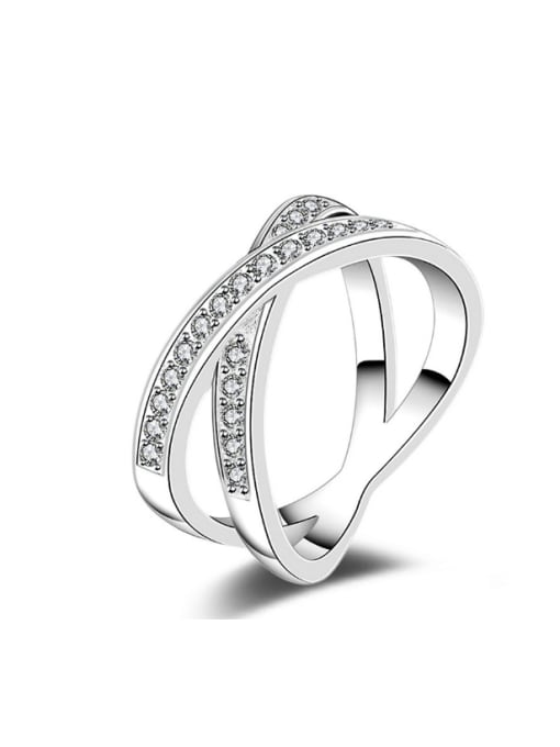 Ya Heng Cross-shape Micro Pave Zircons Copper Ring