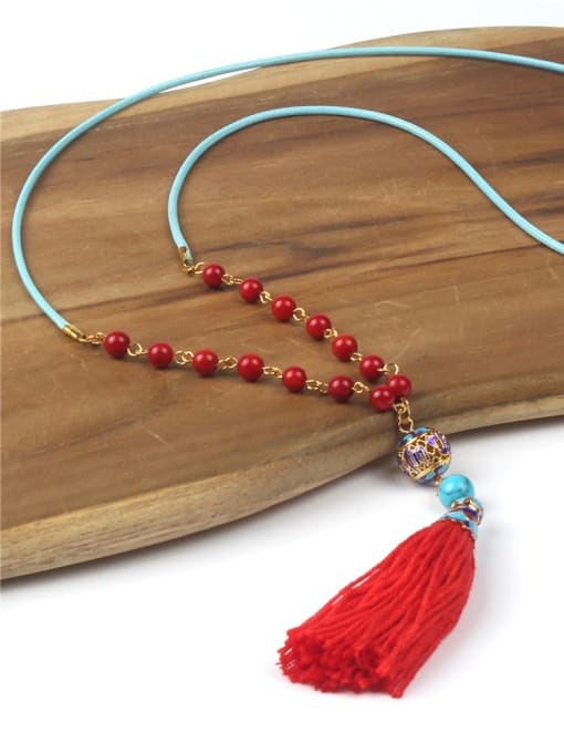 handmade Bohemia Style Semi-precious Stones Tassel Necklace 3