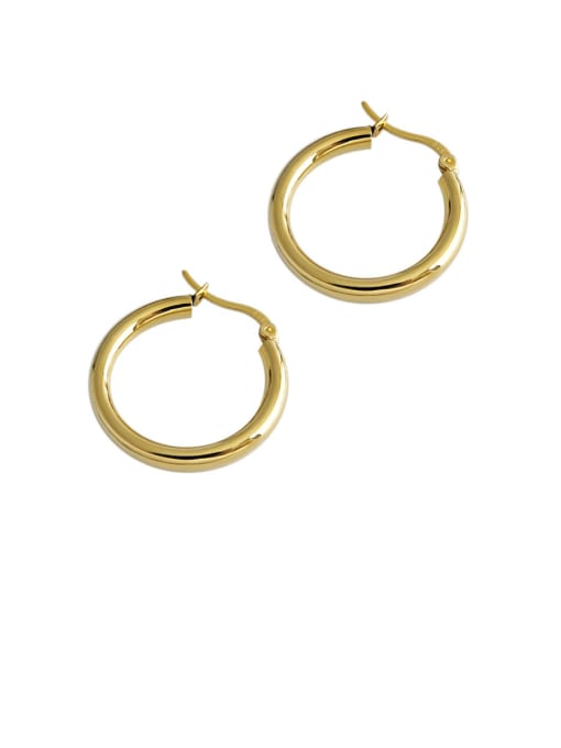 DAKA 925 Sterling Silver With Gold Plated Simplistic Round Hoop Earrings 0