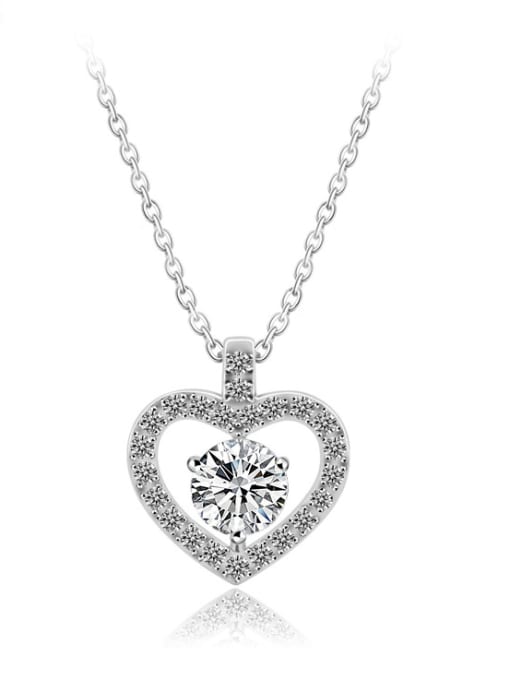 BLING SU Copper inlaid Hearts and Arrows  zircon Love Heart Necklace 0