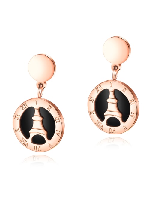 rose  gold Stainless Steel With Rose Gold Plated Trendy Round Eiffel tower Stud Earrings