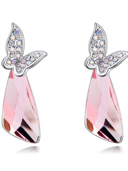 QIANZI Fashion austrian Crystals Butterfly Alloy Earrings 1