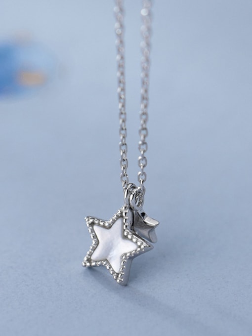 Rosh 925 Sterling Silver With Acrylic Simplistic Star Necklaces 1