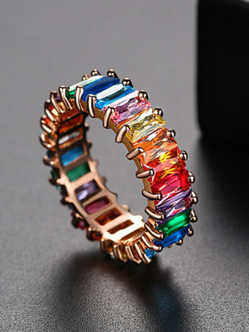 US 6#-T19I21 Copper With Gold Plated Luxury Geometric Band Rings