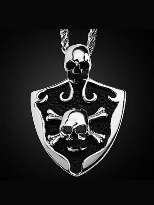 white Punk Skull Shield Necklace