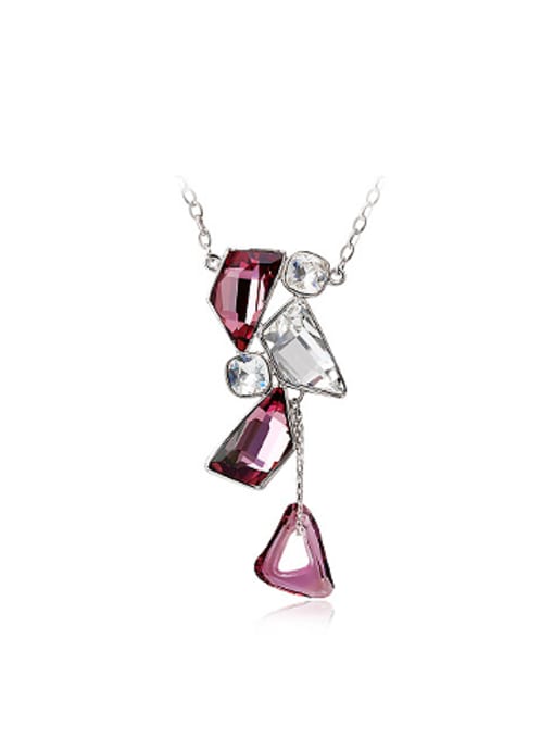 Purple Fashion Geometrical Austria Crystals Necklace