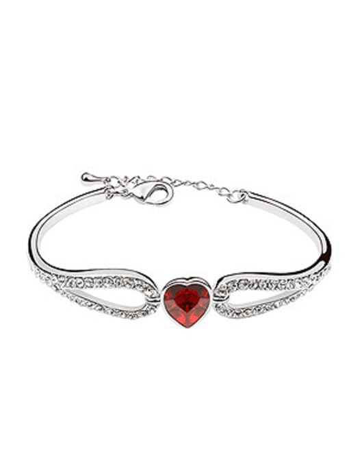 red Elegant Shiny austrian Crystals Heart Alloy Bracelet