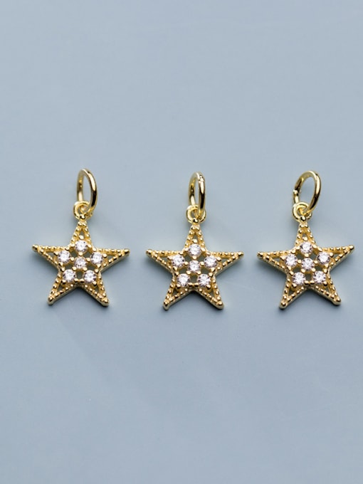 FAN 925 Sterling Silver With Cubic Zirconia Simplistic Star Charms 2