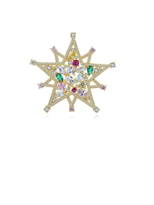 BLING SU Copper With Cubic Zirconia Luxury Five-Pointed Star  Brooches 0
