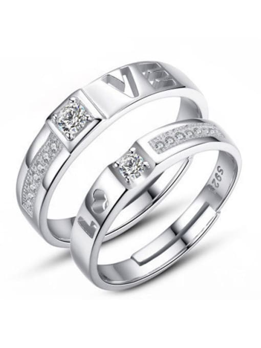 Just because you speak to me 925 Sterling Silver With Cubic Zirconia Simplistic  loves  Band Rings