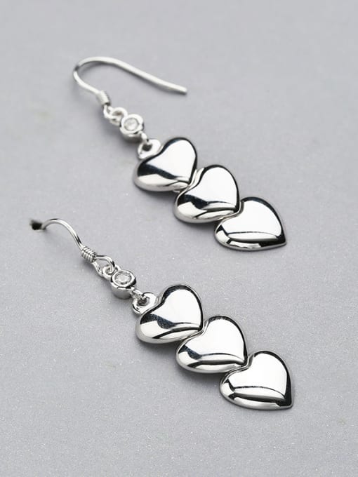 One Silver Simple Little Heart shapes 925 Silver Earrings 2