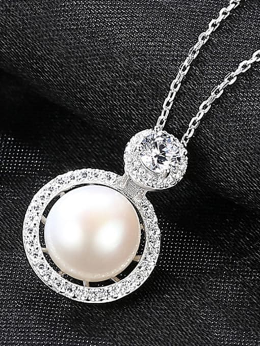 White Sterling silver micro-inlay 3A zircon natural freshwater pearl boutique necklace