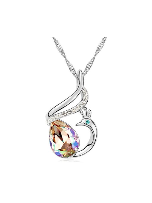QIANZI Fashion Water Drop austrian Crystals Phoenix Alloy Necklace