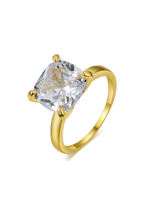 ZK Square Shining Zircons Luxury Copper Ring 0