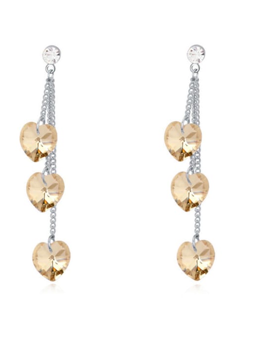 QIANZI Fashion Heart-shaped austrian Crystals Alloy Drop Earrings 3