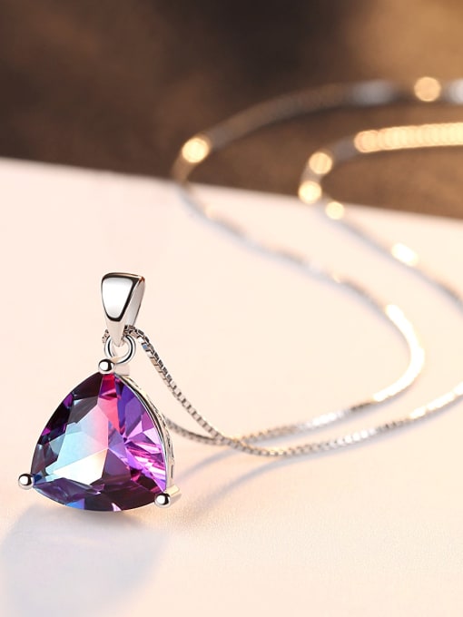 CCUI Sterling silver Rainbow semi-precious stones Triangle necklace 0