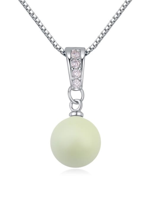 QIANZI Simple Imitation Pearl-accented Crystals Pendant Alloy Necklace 1
