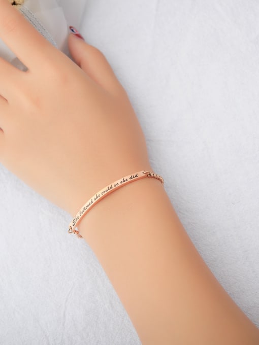 Open Sky Stainless Steel With Rose Gold Plated Personality Chain Bracelets 2