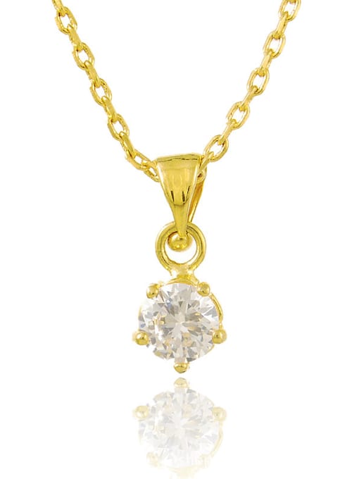 Yi Heng Da Fashion 24K Gold Plated Round Shaped Rhinestone Necklace 0
