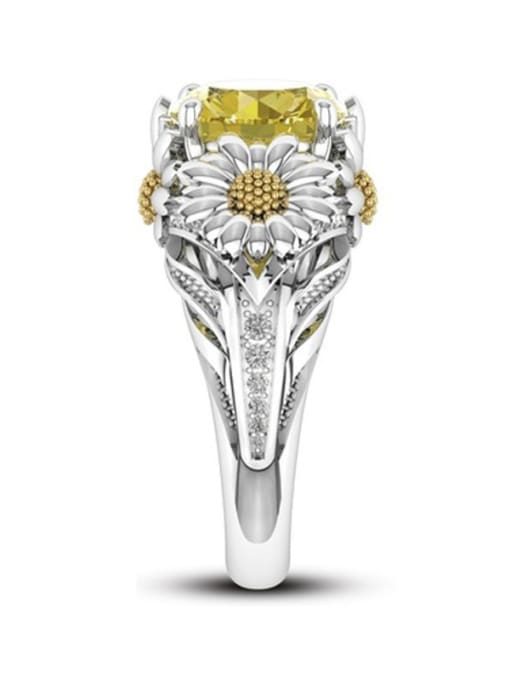 KENYON Exaggerated Yellow Zircon Flowers Copper Ring 3