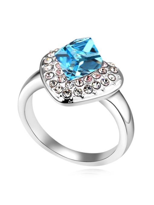 blue Fashion Cubic austrian Crystal Heart Alloy Ring