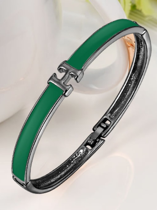 Ronaldo All-match Black Gun Plated H Shaped Acrylic Bangle 1