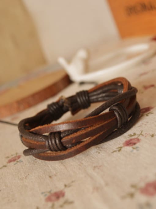 Dark Coffee All-match Multi-layer Cownhide Leather Bracelet