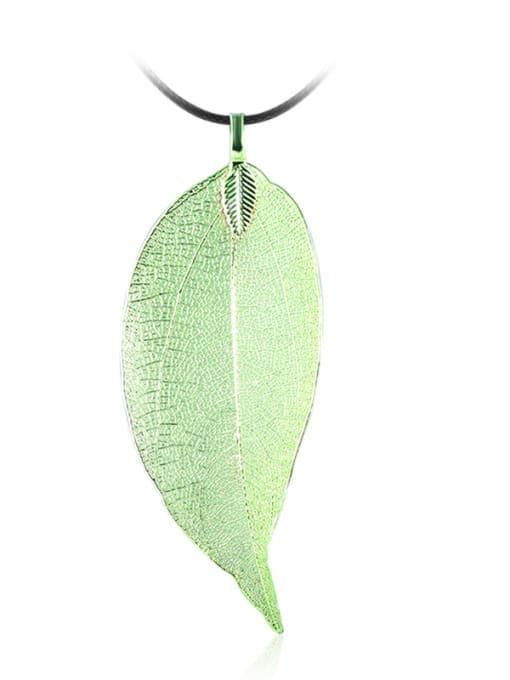 Green Creative Leaf Shaped Artificial Leather Necklace