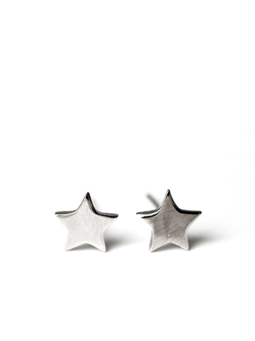 SILVER MI Fashion Shiny Zirconias-studded Stars 925 Silver Stud Earrings 2
