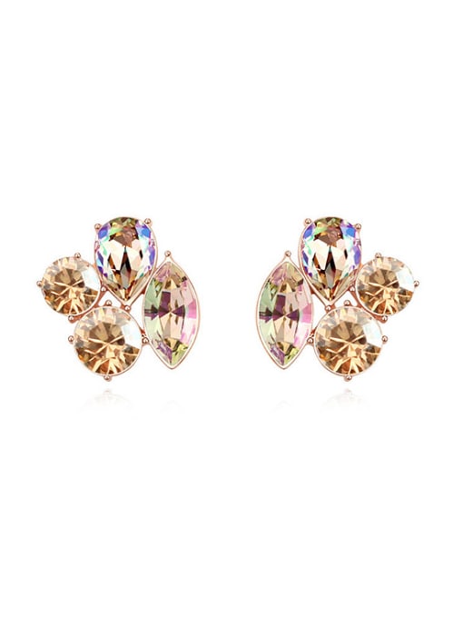 QIANZI Personalized Geometrical austrian Crystals Alloy Stud Earrings 4