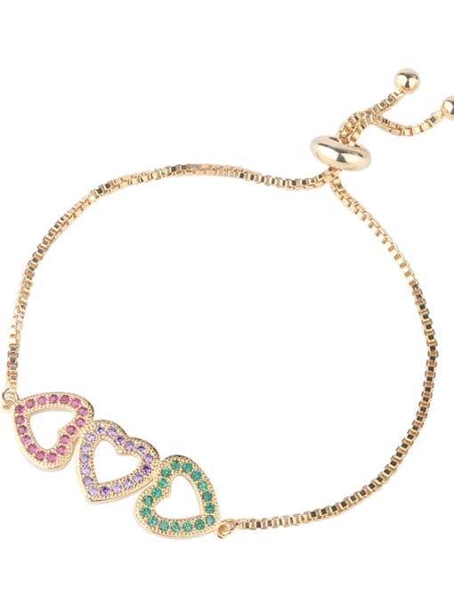 gold Copper With Rhinestone Fashion Heart Bracelets