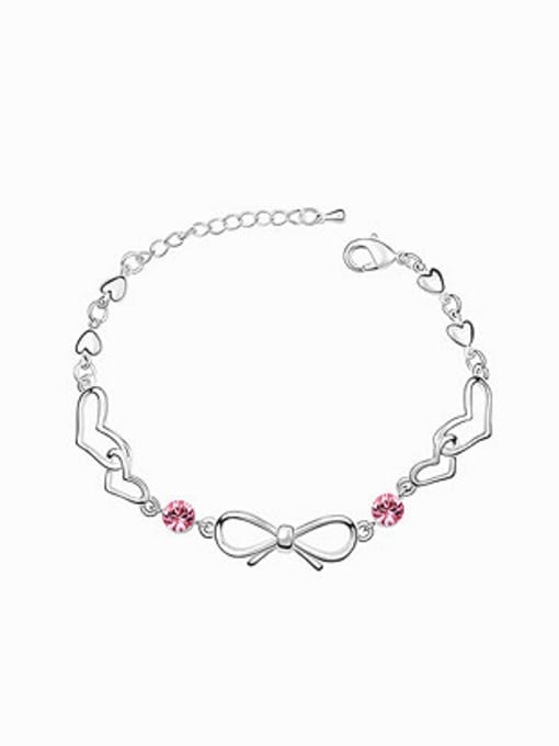 pink Simple Cubic austrian Crystals Little Bowknot Heart Alloy Bracelet