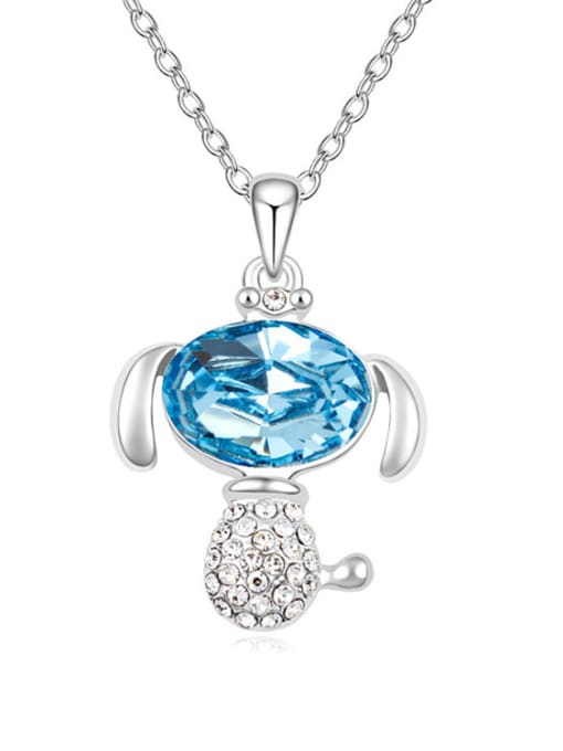 light blue Personalized austrian Crystals-covered Zodiac Dog Alloy Necklace
